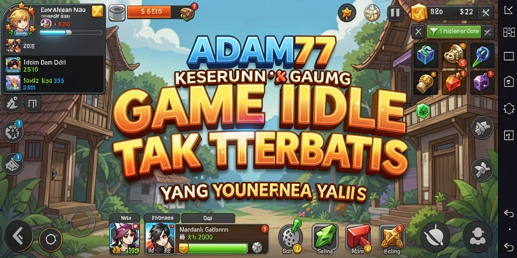 Tampilan gameplay <strong>ADAM77</strong> yang menampilkan aktivitas dan pengumpulan sumber daya.