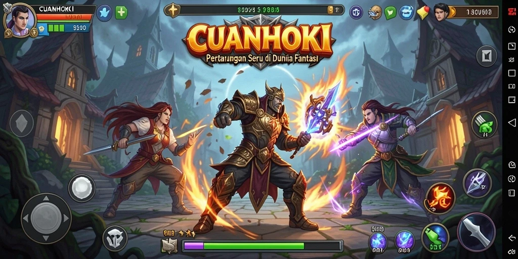 Tampilan seru gameplay CUANHOKI dengan pertarungan dinamis.