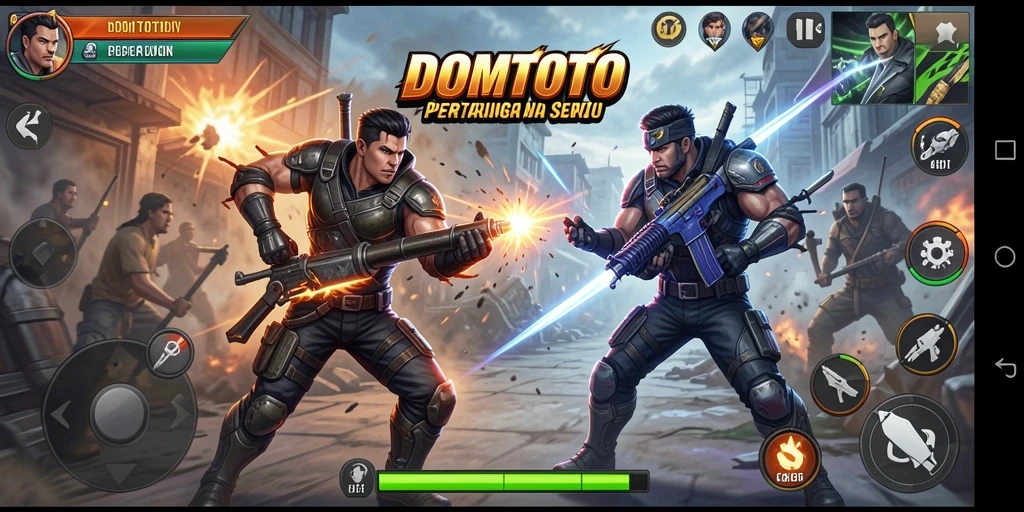 Tampilan gameplay DOMTOTO yang mendebarkan dengan pertarungan penuh aksi.