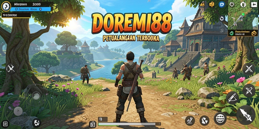 Tangkapan layar gameplay DOREMI88 yang menunjukkan keindahan dunia terbuka.