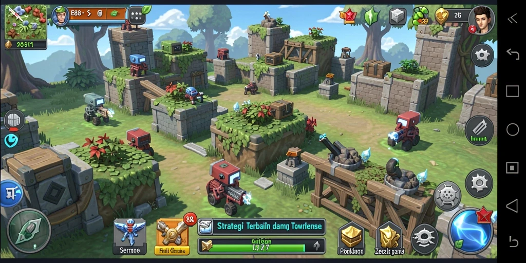 Tampilan gameplay seru dan mendebarkan dalam Tower Defense.