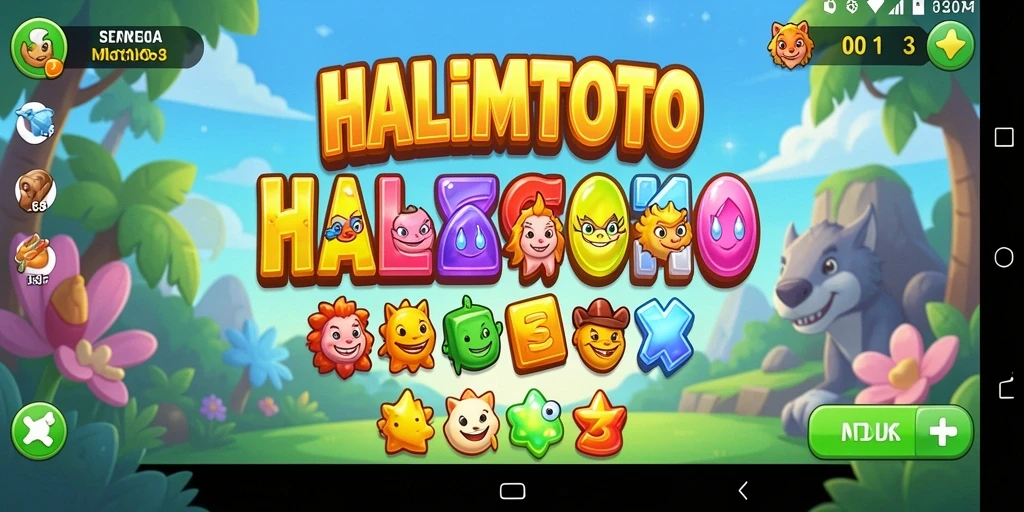 Tampilan gameplay seru dari HALIMTOTO dengan objek berwarna-warni.
