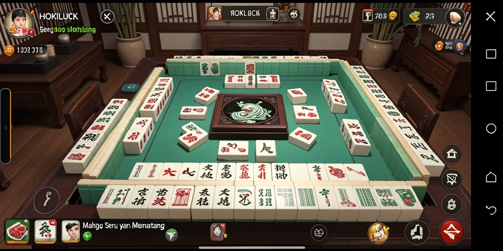 Screenshot gameplay HOKILUCK menampilkan suasana permainan Mahjong yang seru.