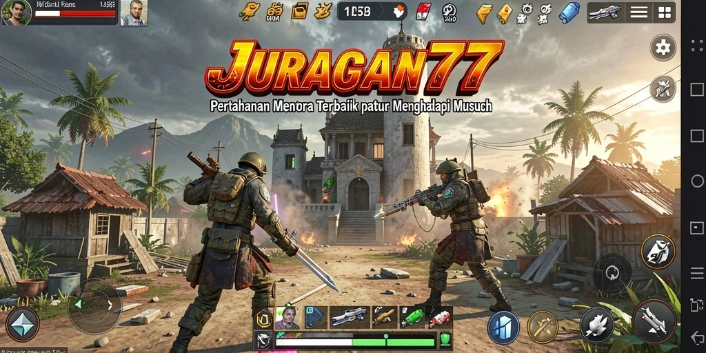 Tampilan gameplay menegangkan di <strong>JURAGAN77</strong> saat menghadapi gelombang musuh.