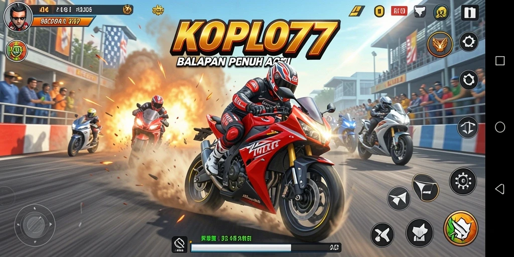 Gameplay seru KOPLO77 dengan berbagai lintasan balapan.