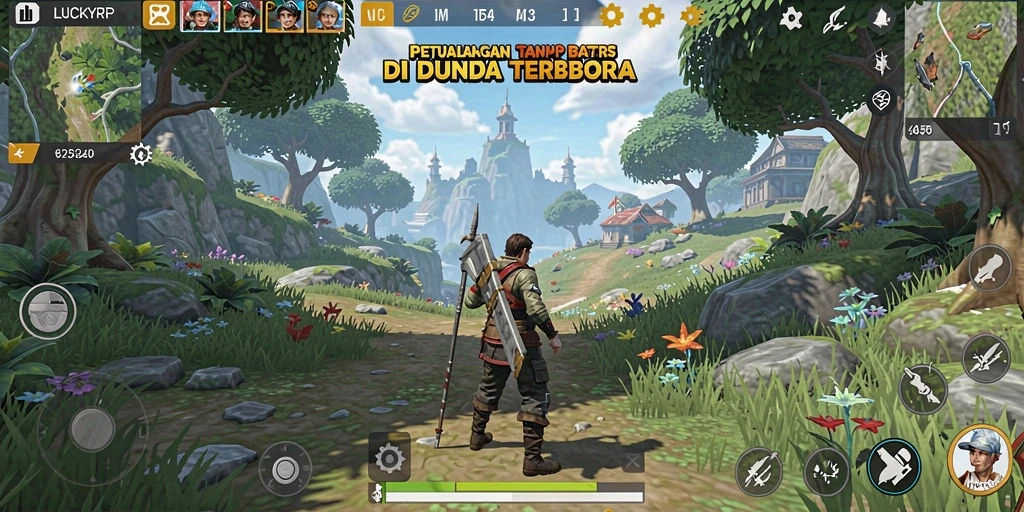 Tangkapan layar gameplay LUCKYRP yang menampilkan dunia terbuka yang luas.
