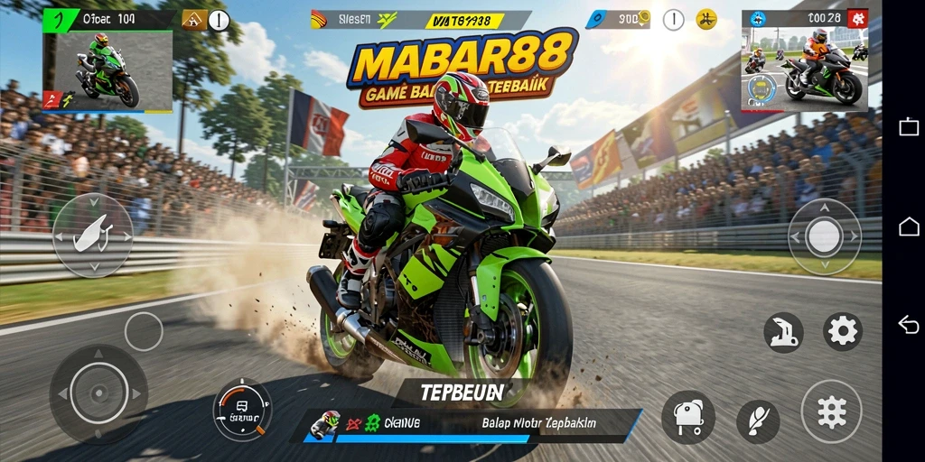 Tangkapan layar <strong>MABAR88</strong> menunjukkan aksi balap motor yang mendebarkan.
