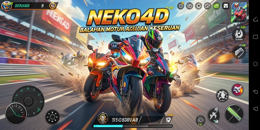 Tampilan menarik dari gameplay balapan motor di NEKO4D.