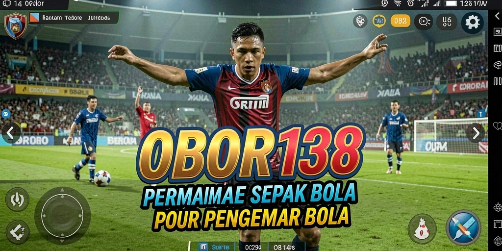 Tampilan aksi seru dalam game OBOR138 saat pertandingan sepak bola.