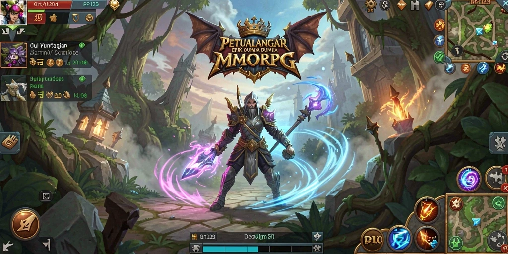 Screenshot utama PP123 menampilkan aksi seru dalam permainan MMORPG.