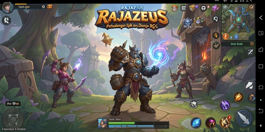 Tampilan gameplay seru RAJAZEUS dalam petualangan RPG.