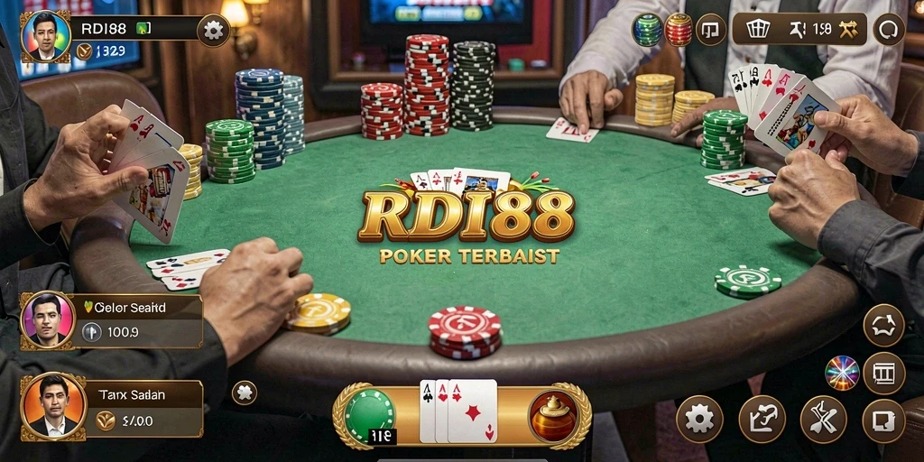 Screenshot utama RDI88 menunjukkan gameplay poker yang seru.