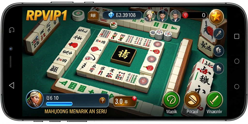 Tampilan gameplay menarik dari RPVIP1, permainan Mahjong seru.