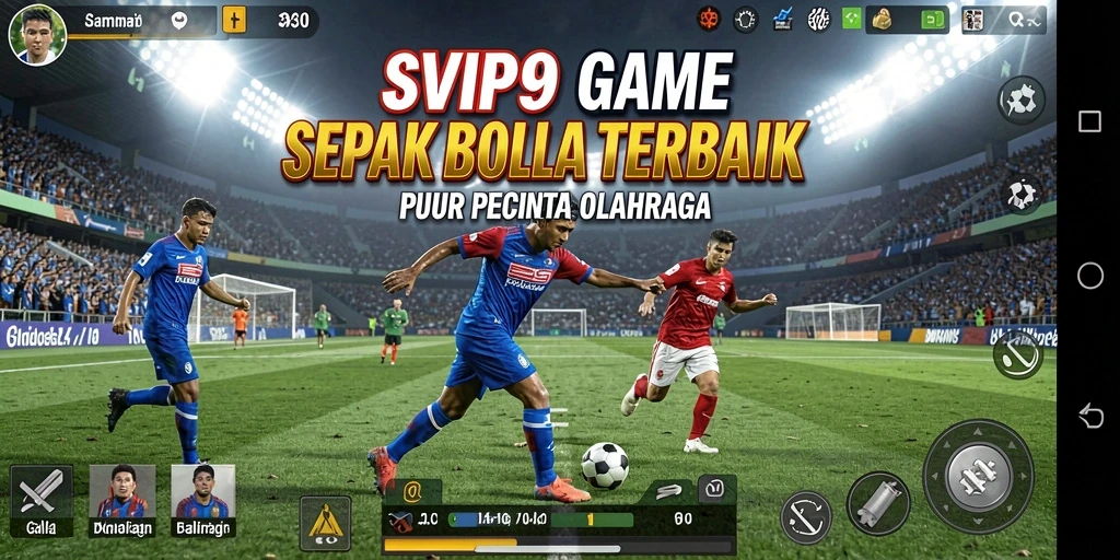 Screenshot menunjukkan aksi seru gameplay sepak bola di SVIP9.