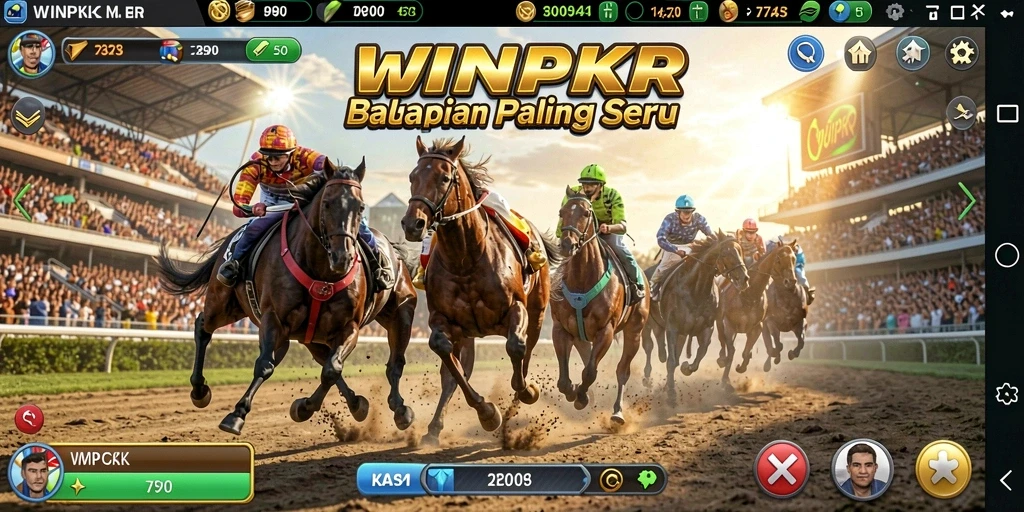 Tampilan gameplay seru dari WINPKR dalam aksi balapan.